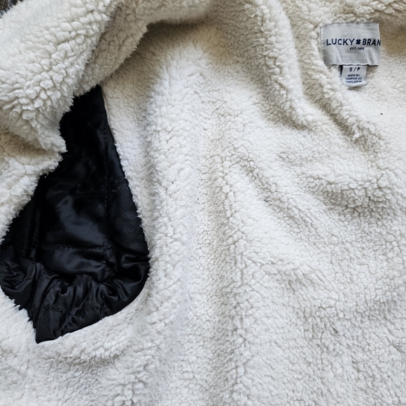 Lucky Brand Sherpa lined jacket /shacket navy/ white plaid checkered sz small - Picture 4 of 8